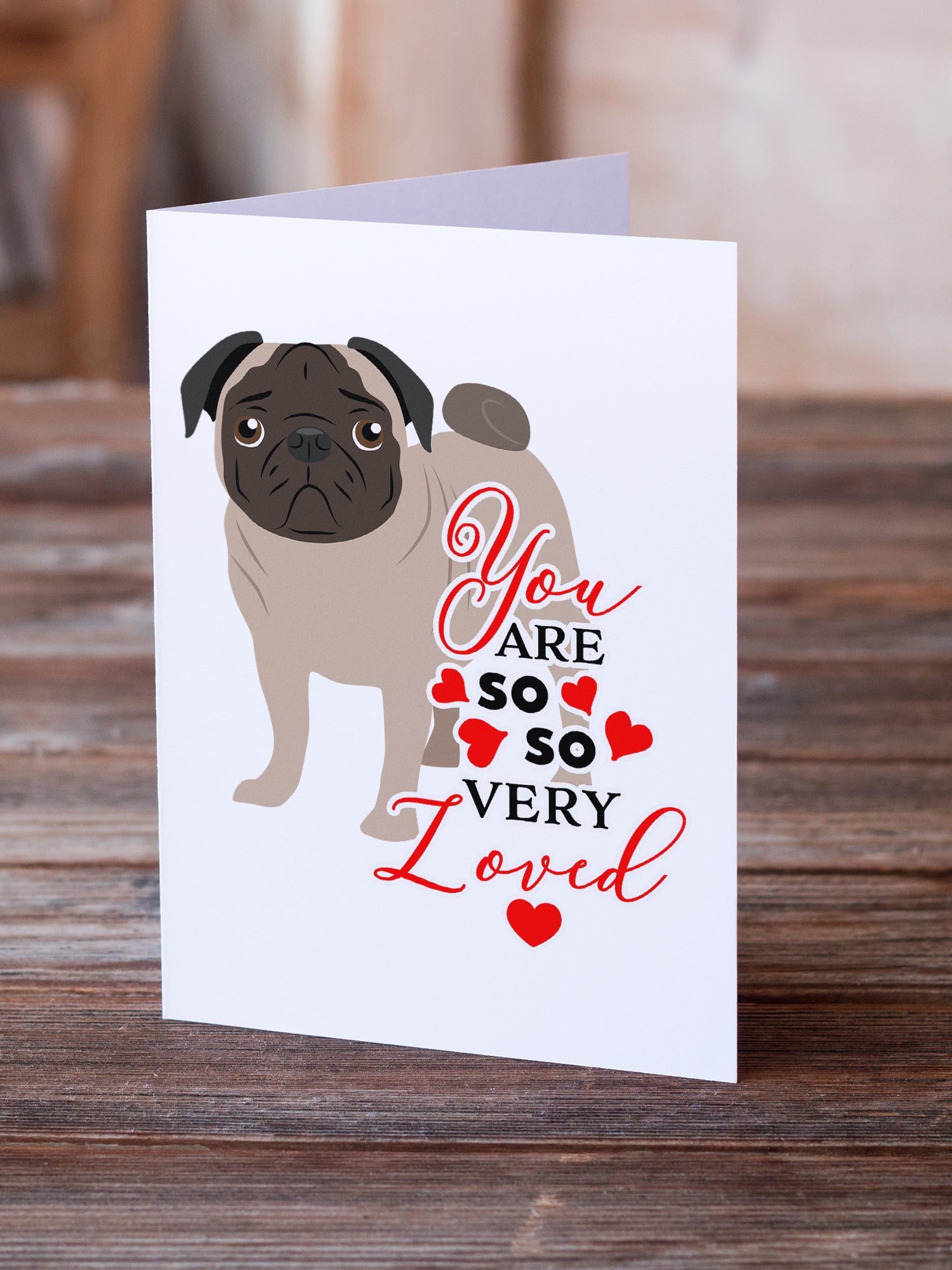 Buy this Pug Fawn #4 so Loved Greeting Cards and Envelopes Pack of 8