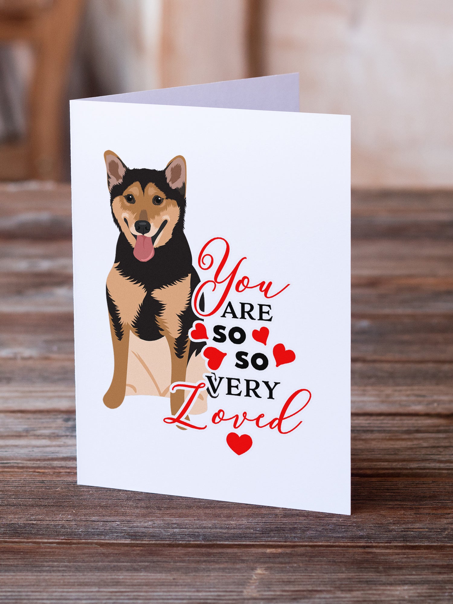 Shiba Inu Black and Tan so Loved Greeting Cards and Envelopes Pack of 8 - the-store.com