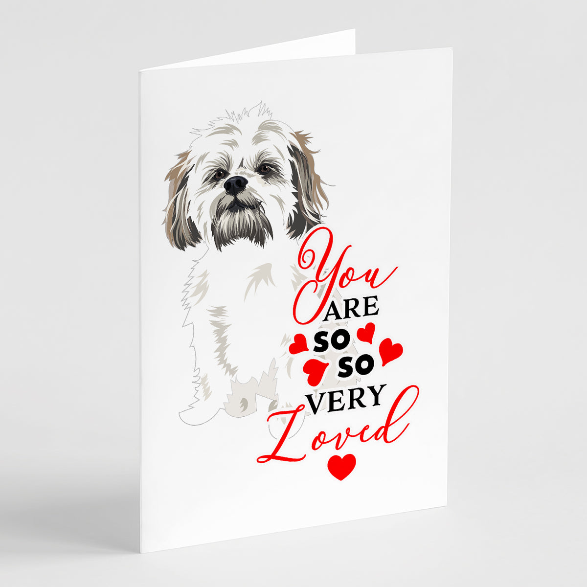 Buy this Shih-Tzu Silver Gold and White #1 so Loved Greeting Cards and Envelopes Pack of 8