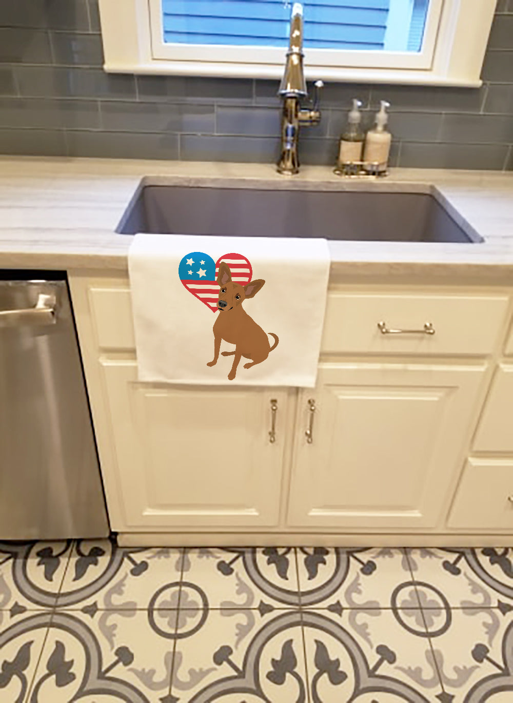 Chihuahua Chocolate #1 Patriotic White Kitchen Towel Set of 2 - the-store.com