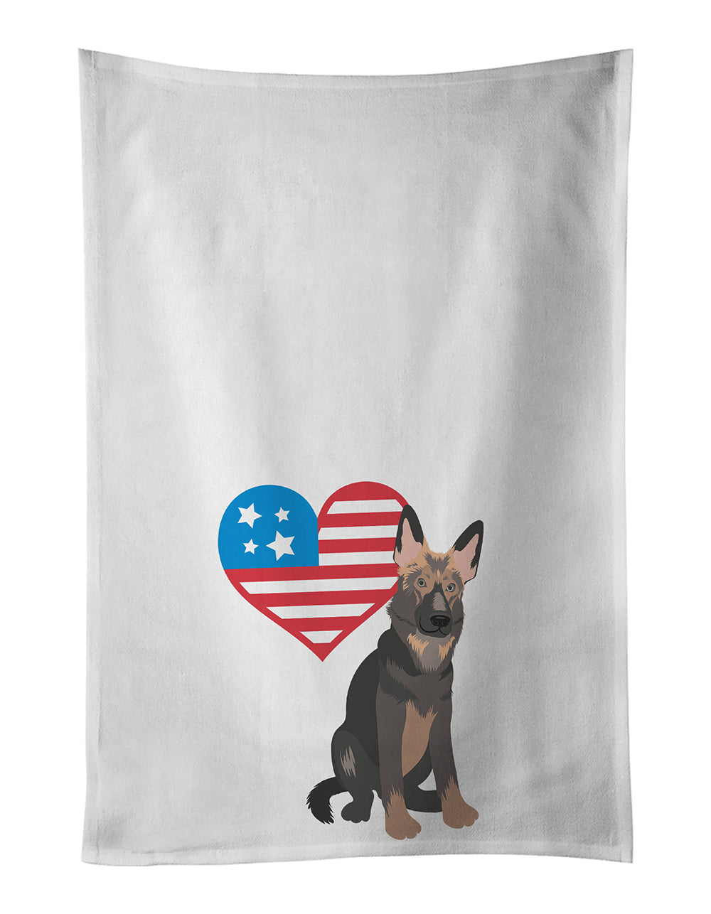 Buy this German Shepherd Puppy Patriotic White Kitchen Towel Set of 2