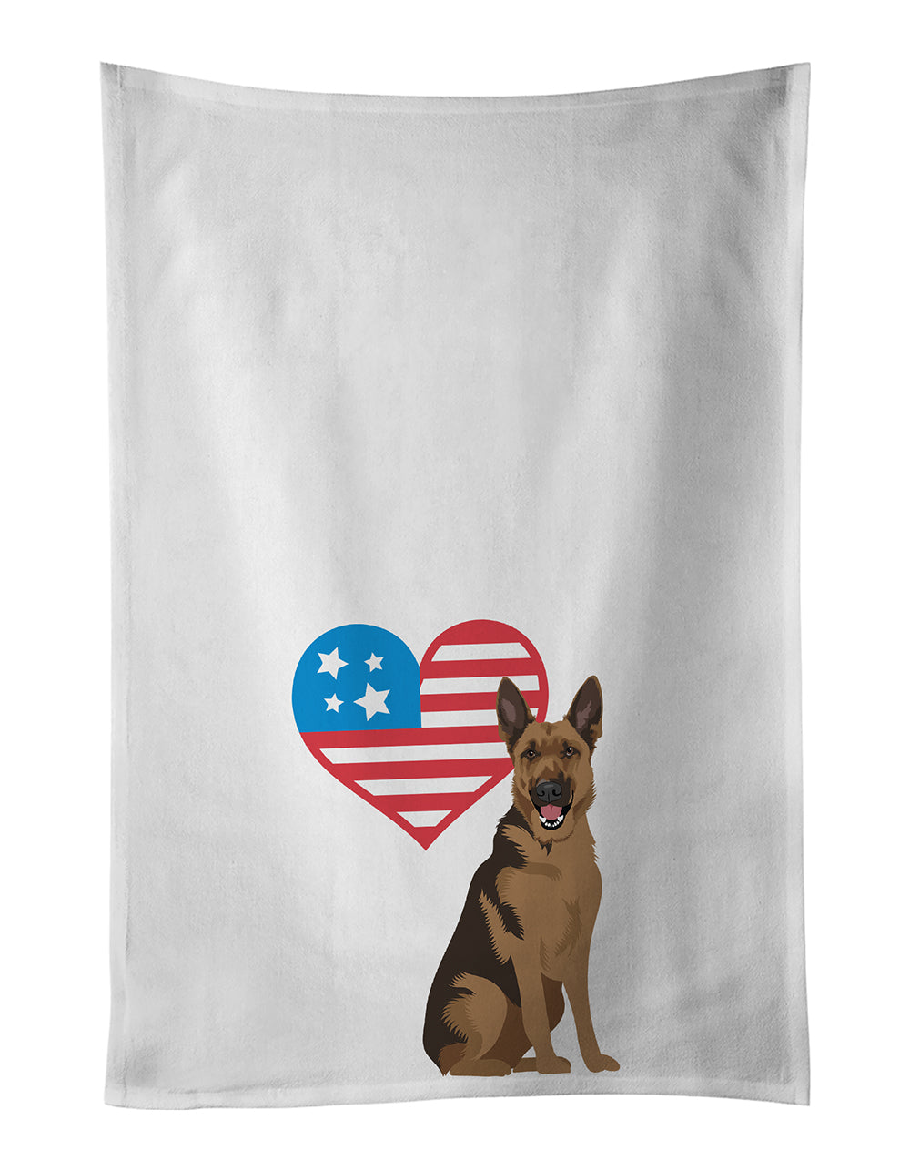 Buy this German Shepherd Black and Tan #2 Patriotic White Kitchen Towel Set of 2