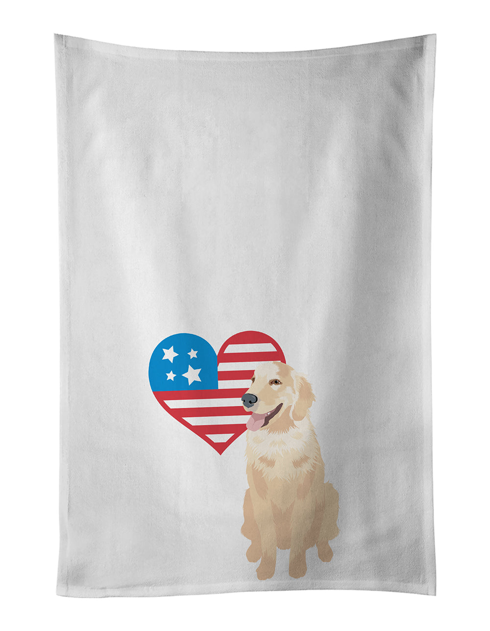 Buy this Golden Retriever Fawn #1 Patriotic White Kitchen Towel Set of 2