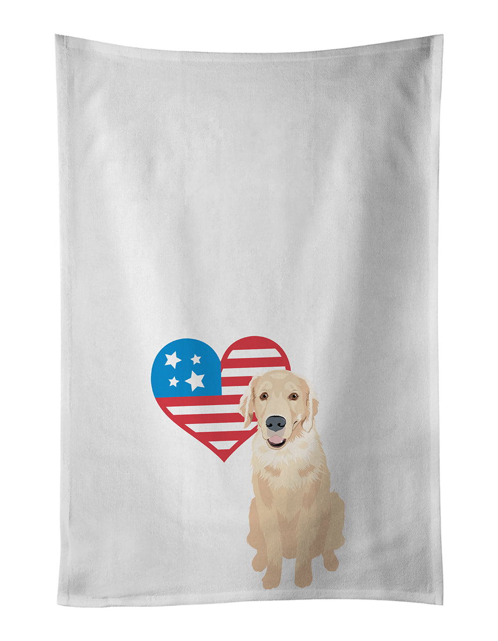 Buy this Golden Retriever Fawn #2 Patriotic White Kitchen Towel Set of 2