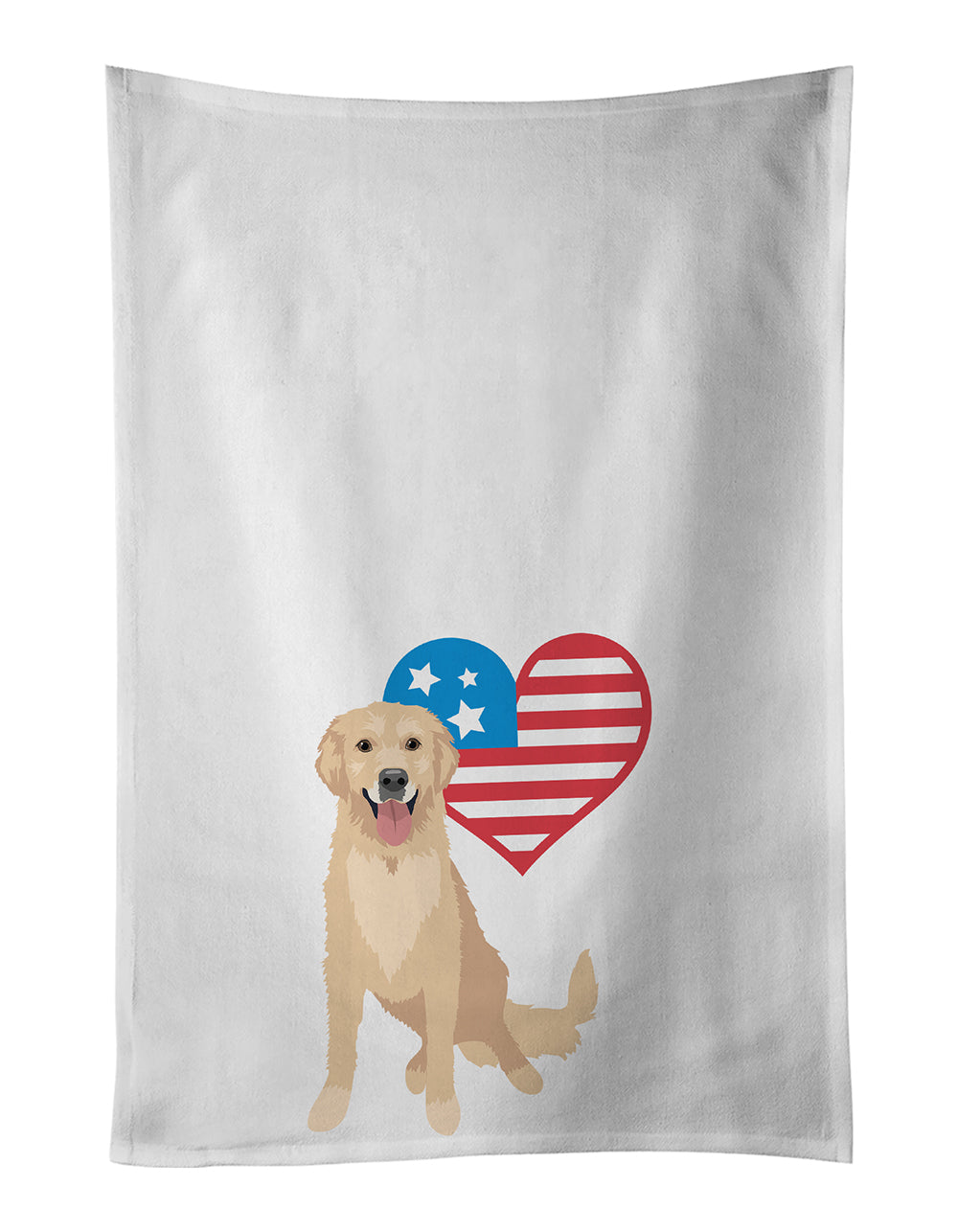 Buy this Golden Retriever Fawn #3 Patriotic White Kitchen Towel Set of 2