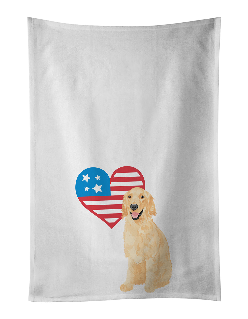 Buy this Golden Retriever Gold #1 Patriotic White Kitchen Towel Set of 2