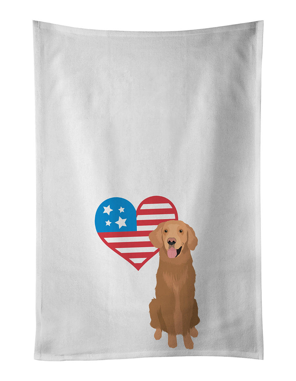 Buy this Golden Retriever Red #1 Patriotic White Kitchen Towel Set of 2