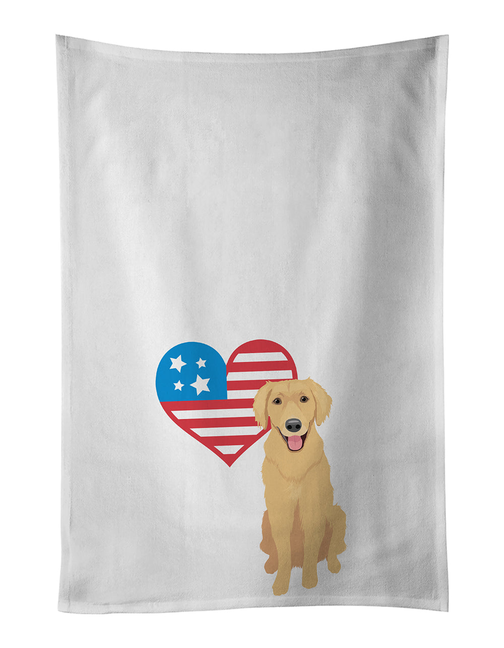 Buy this Golden Retriever Gold #2 Patriotic White Kitchen Towel Set of 2