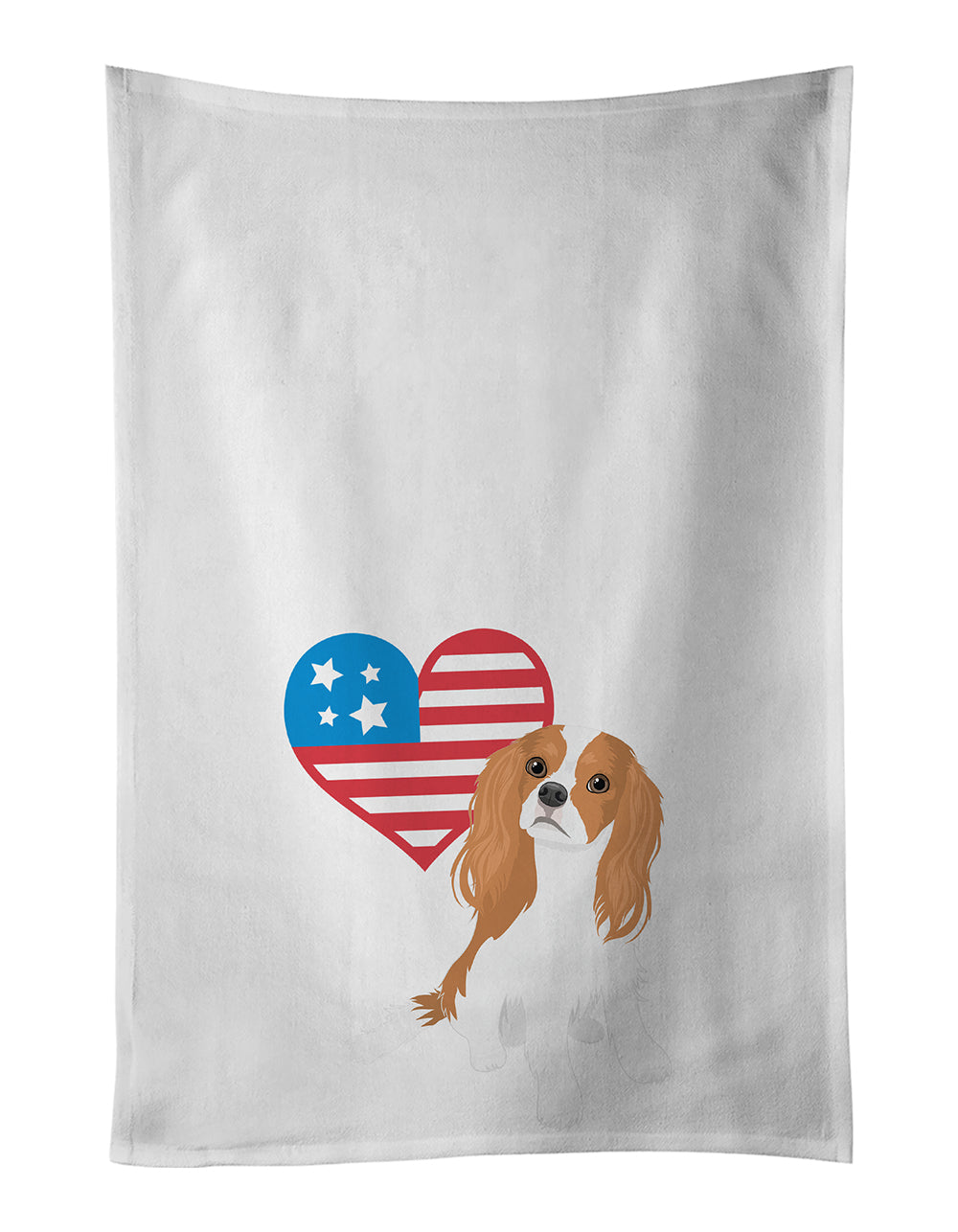 Buy this Cavalier King Charles Spaniel Blenheim #1 Patriotic White Kitchen Towel Set of 2