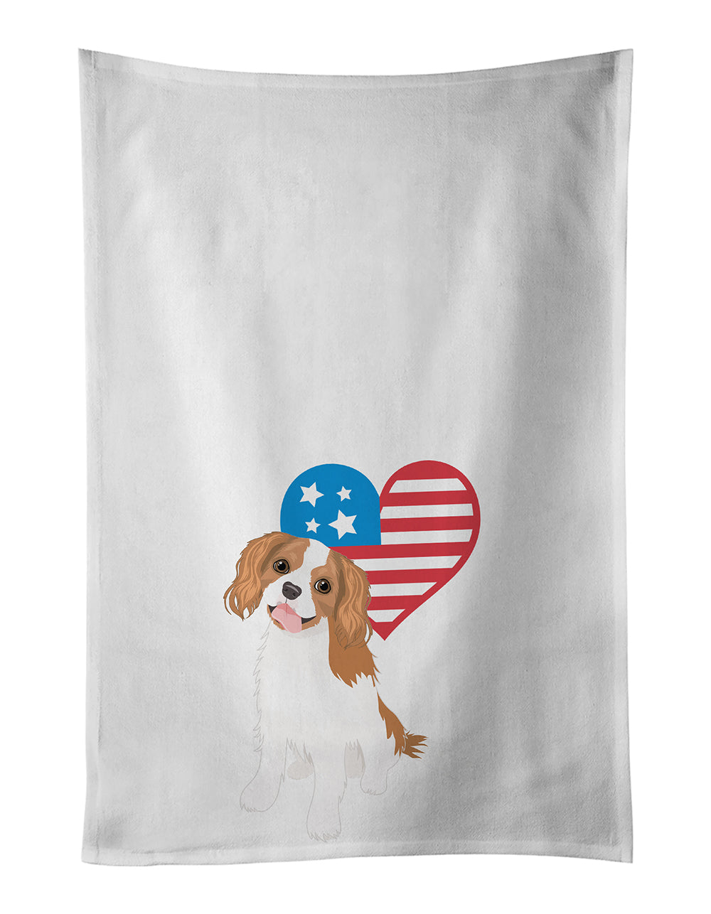 Buy this Cavalier King Charles Spaniel Blenheim #2 Patriotic White Kitchen Towel Set of 2