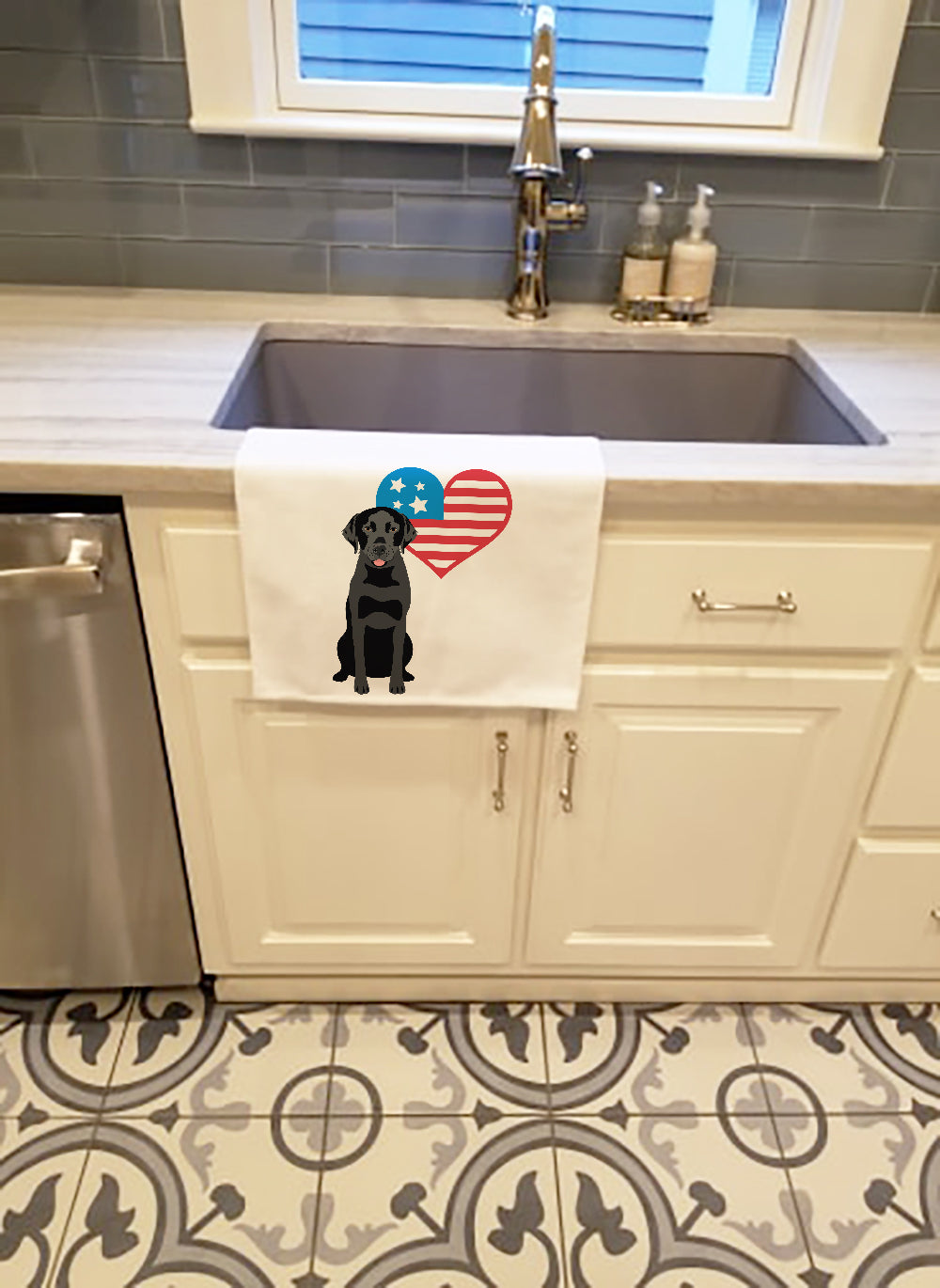 Labrador Retriever Black #3 Patriotic White Kitchen Towel Set of 2 - the-store.com