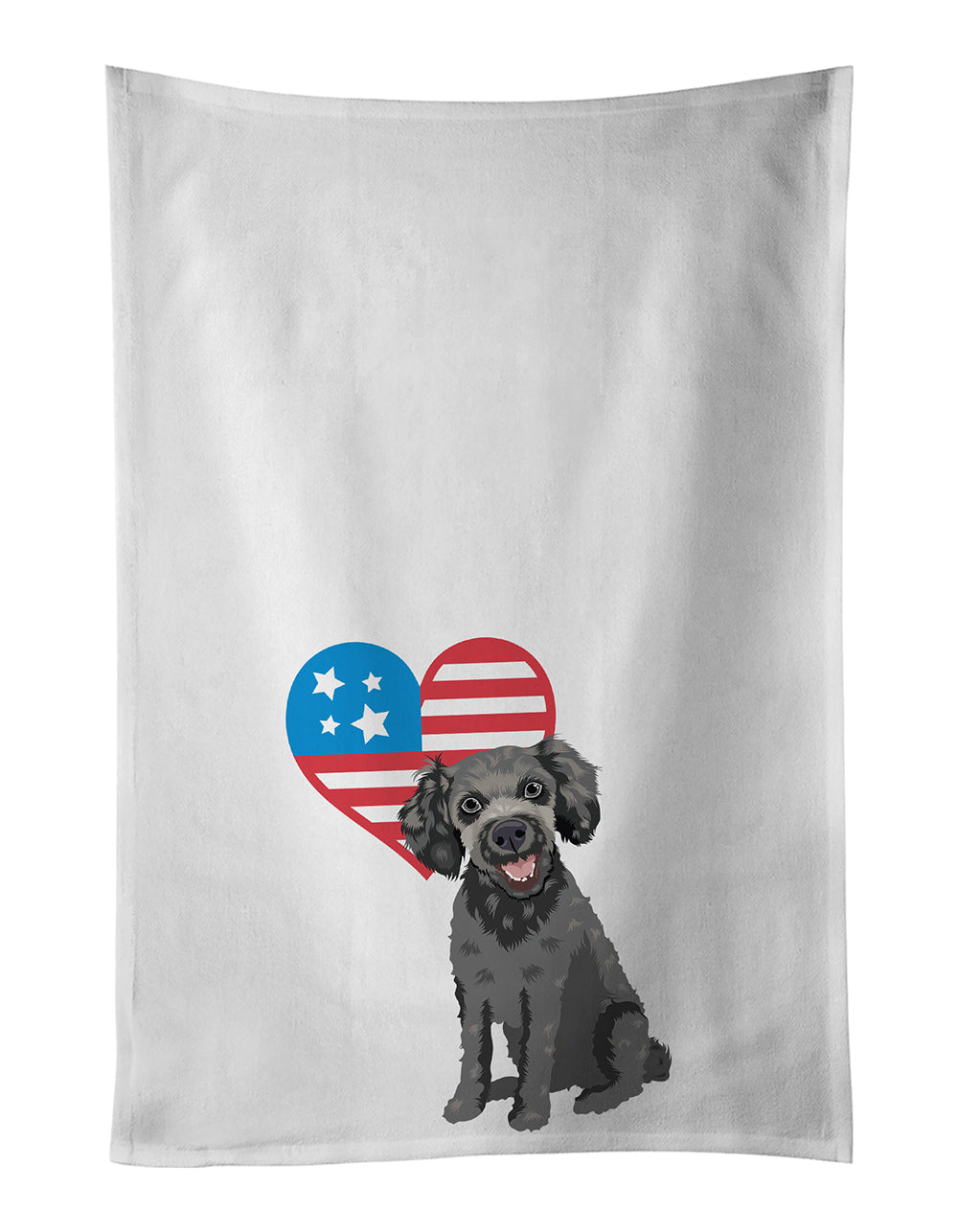 Buy this Poodle Toy Grey Patriotic White Kitchen Towel Set of 2