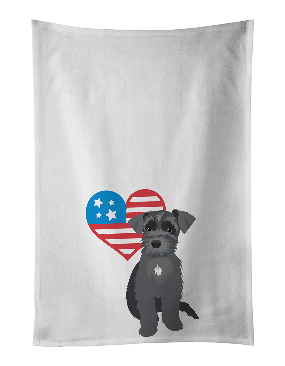 Buy this Schnauzer Black #1 Patriotic White Kitchen Towel Set of 2