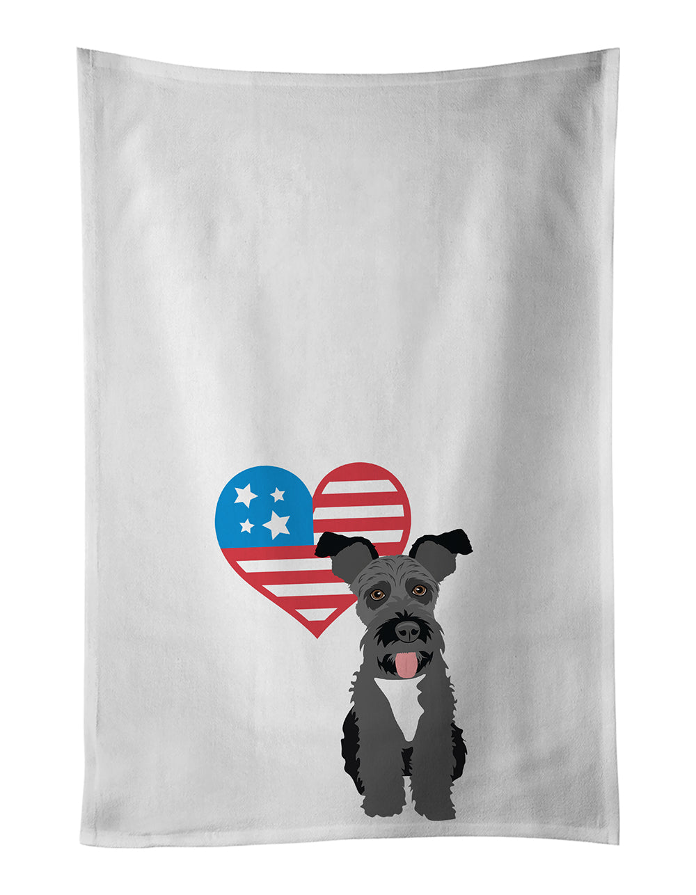 Buy this Schnauzer Black #3 Patriotic White Kitchen Towel Set of 2