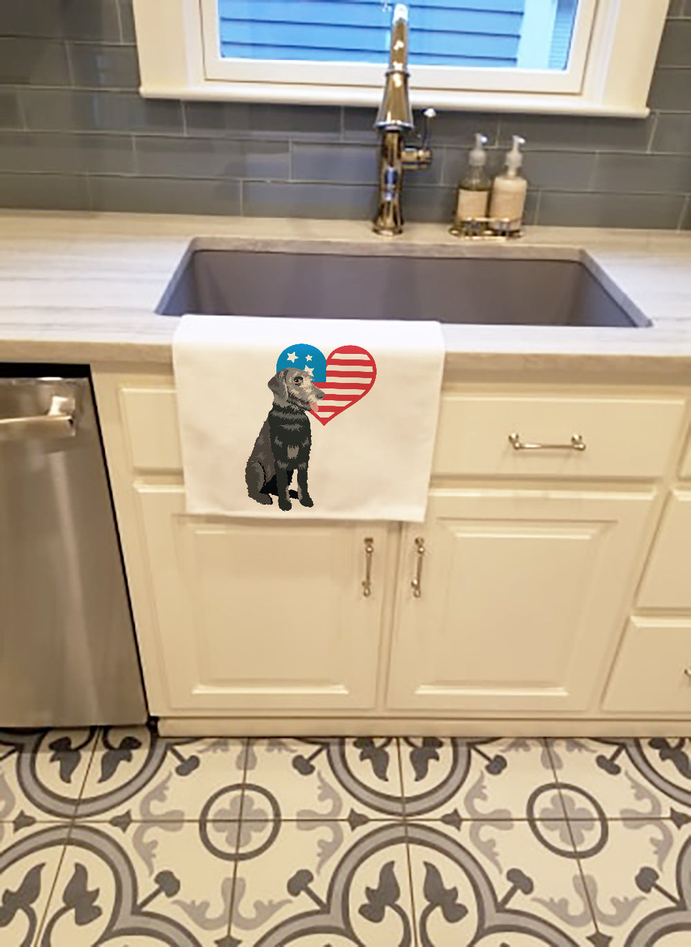 Schnauzer Black and Tan Patriotic White Kitchen Towel Set of 2 - the-store.com