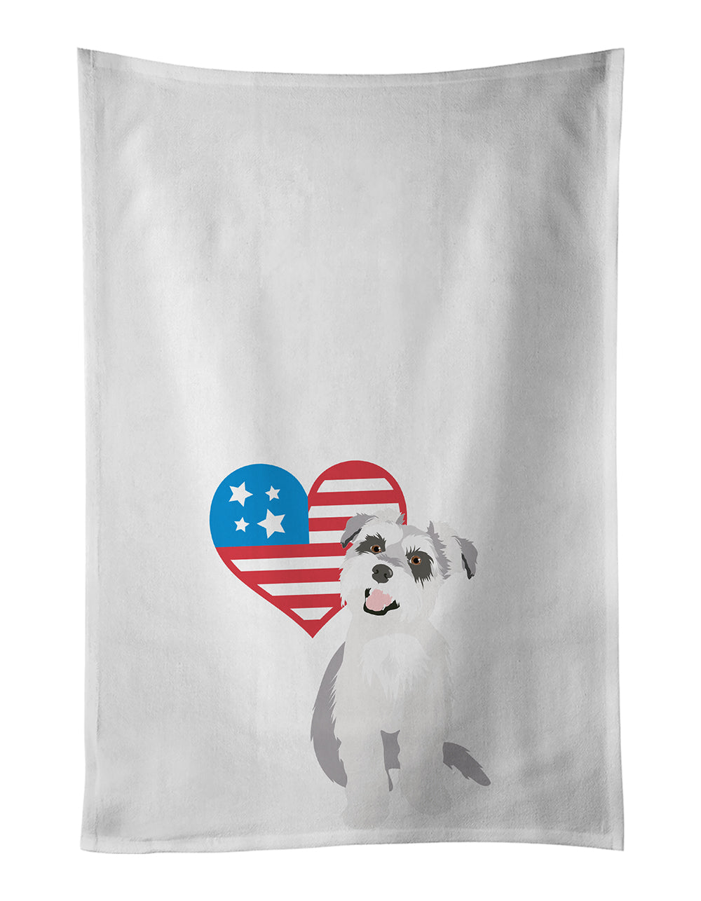 Buy this Schnauzer Salt and Pepper #2 Patriotic White Kitchen Towel Set of 2