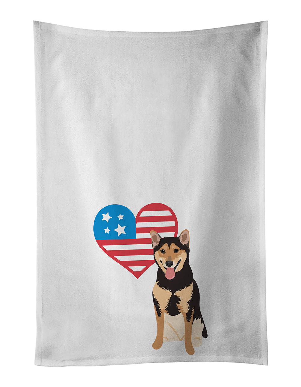 Buy this Shiba Inu Black and Tan Patriotic White Kitchen Towel Set of 2