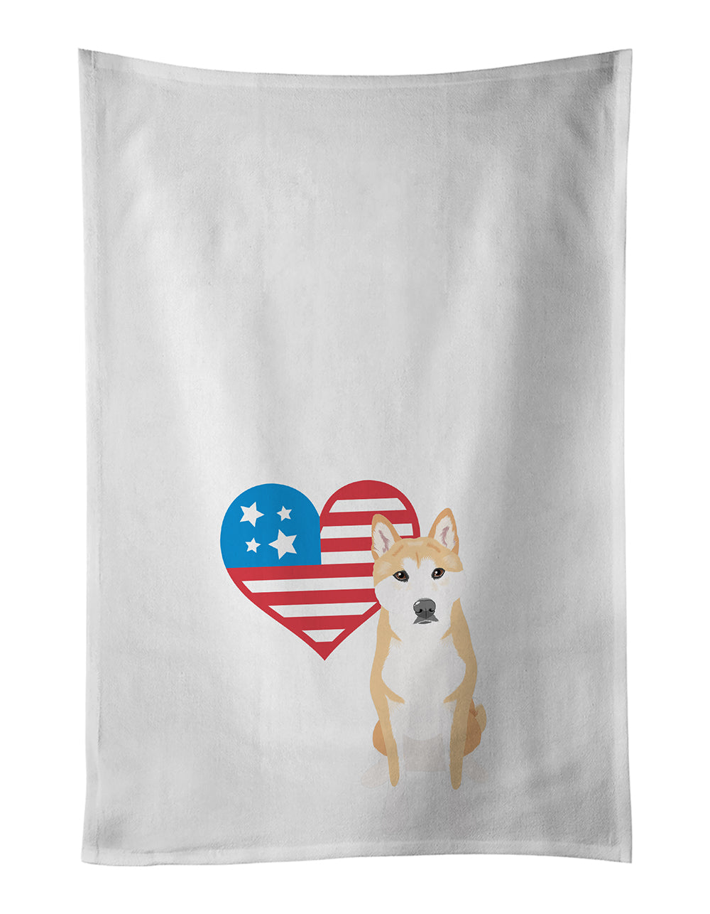 Buy this Shiba Inu Red #1 Patriotic White Kitchen Towel Set of 2