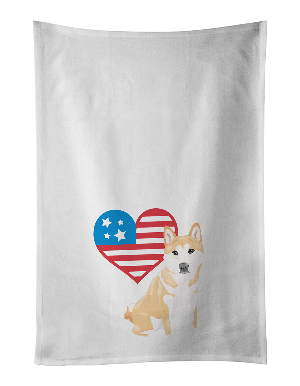 Buy this Shiba Inu Red #2 Patriotic White Kitchen Towel Set of 2