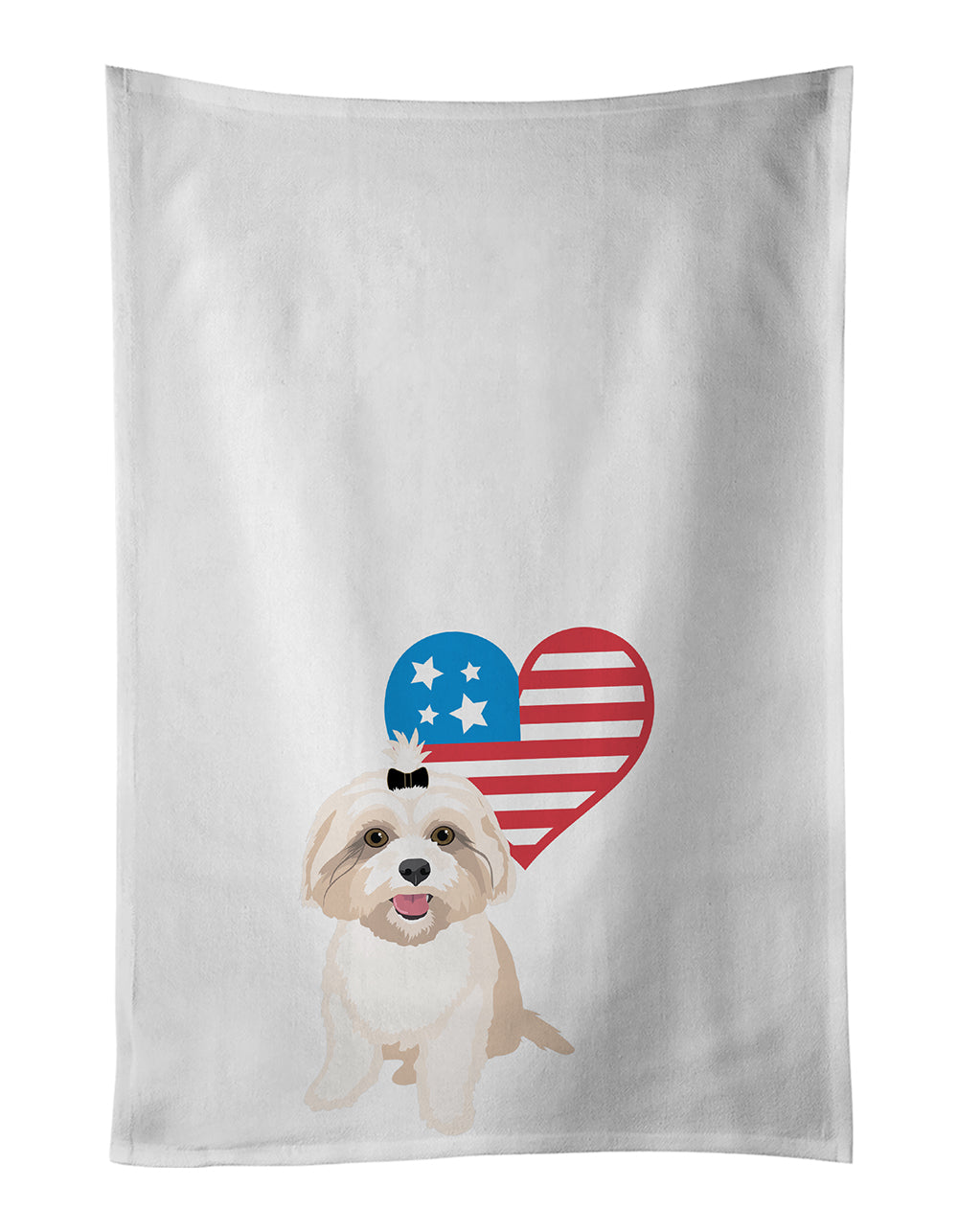 Buy this Shih-Tzu Gold #2 Patriotic White Kitchen Towel Set of 2