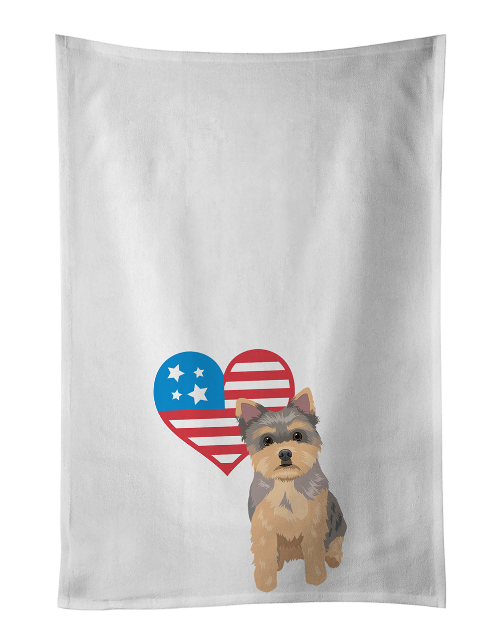 Buy this Yorkie Chocolate Puppy Patriotic White Kitchen Towel Set of 2