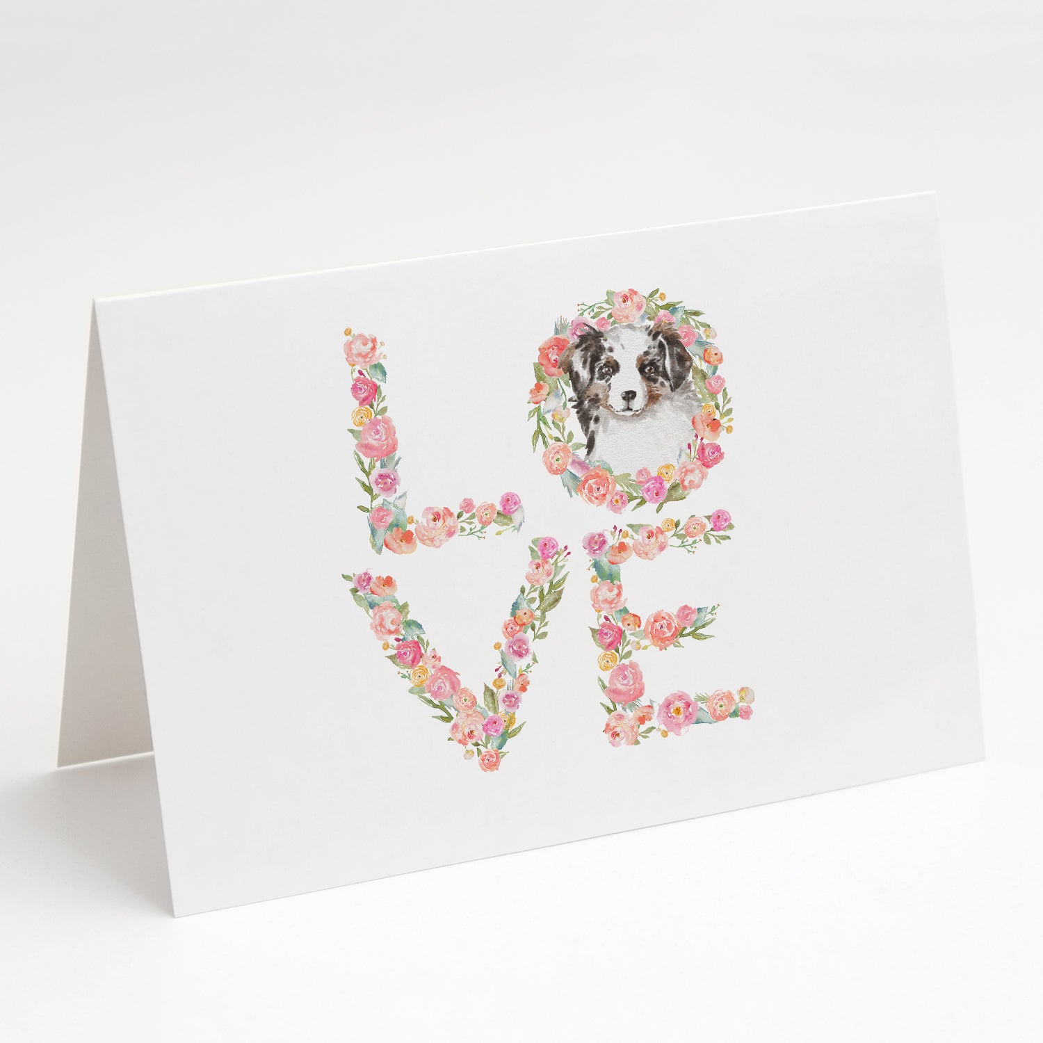 Buy this Australian Shepherd Blue Merle LOVE Greeting Cards and Envelopes Pack of 8