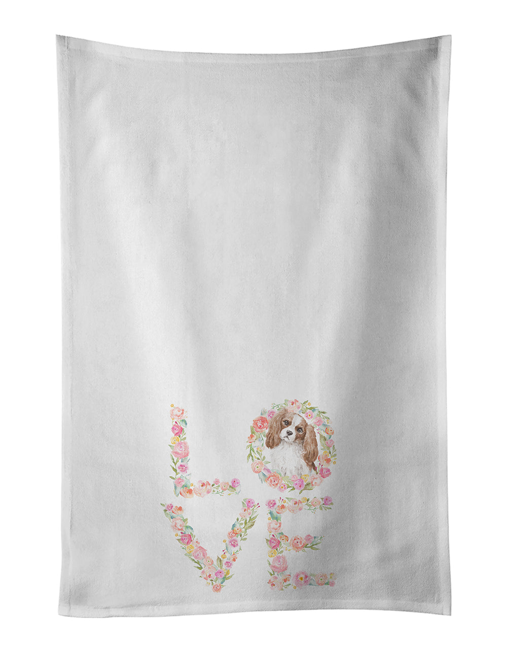 Buy this Cavalier Spaniel Blenheim LOVE White Kitchen Towel Set of 2