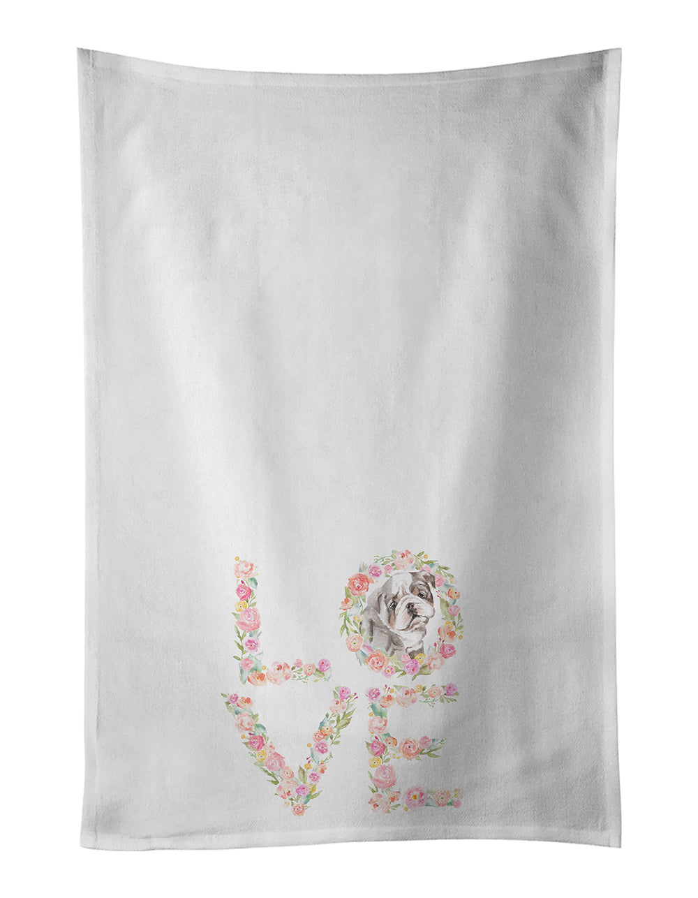 Buy this English Bulldog #1 LOVE White Kitchen Towel Set of 2