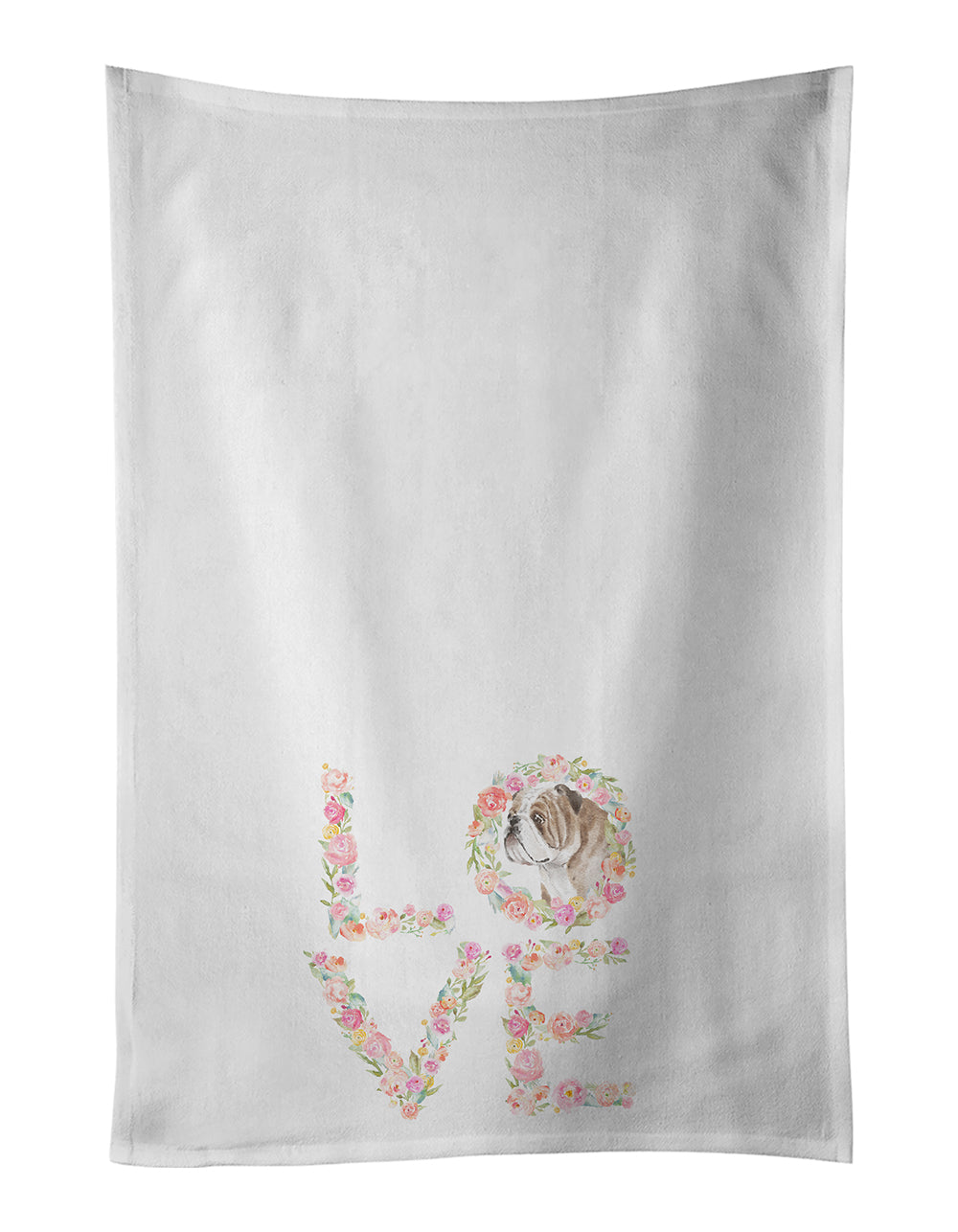 Buy this English Bulldog #5 LOVE White Kitchen Towel Set of 2