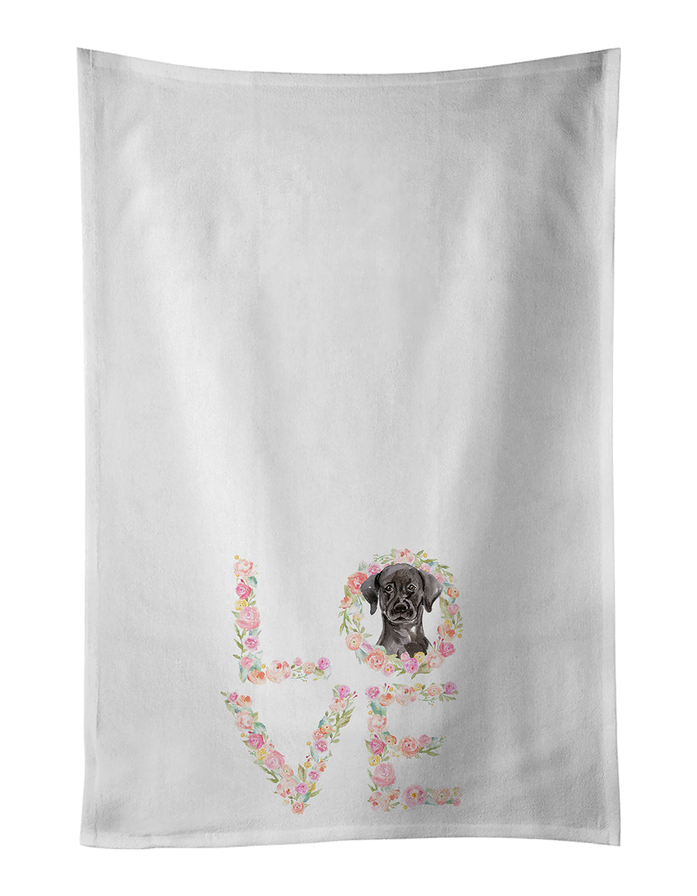 Buy this Black Labrador Retriever Love White Kitchen Towel Set of 2 Dish Towels