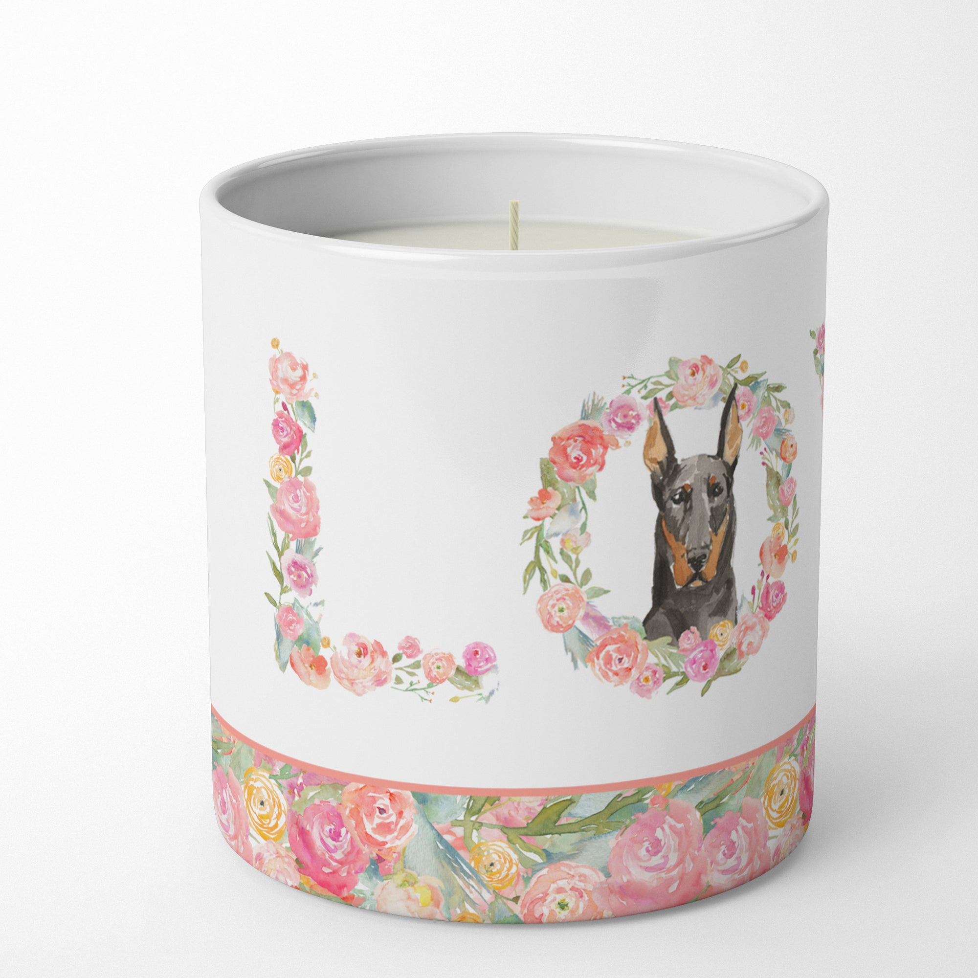 Doberman Pinscher Love 10 oz Decorative Soy Candle - the-store.com