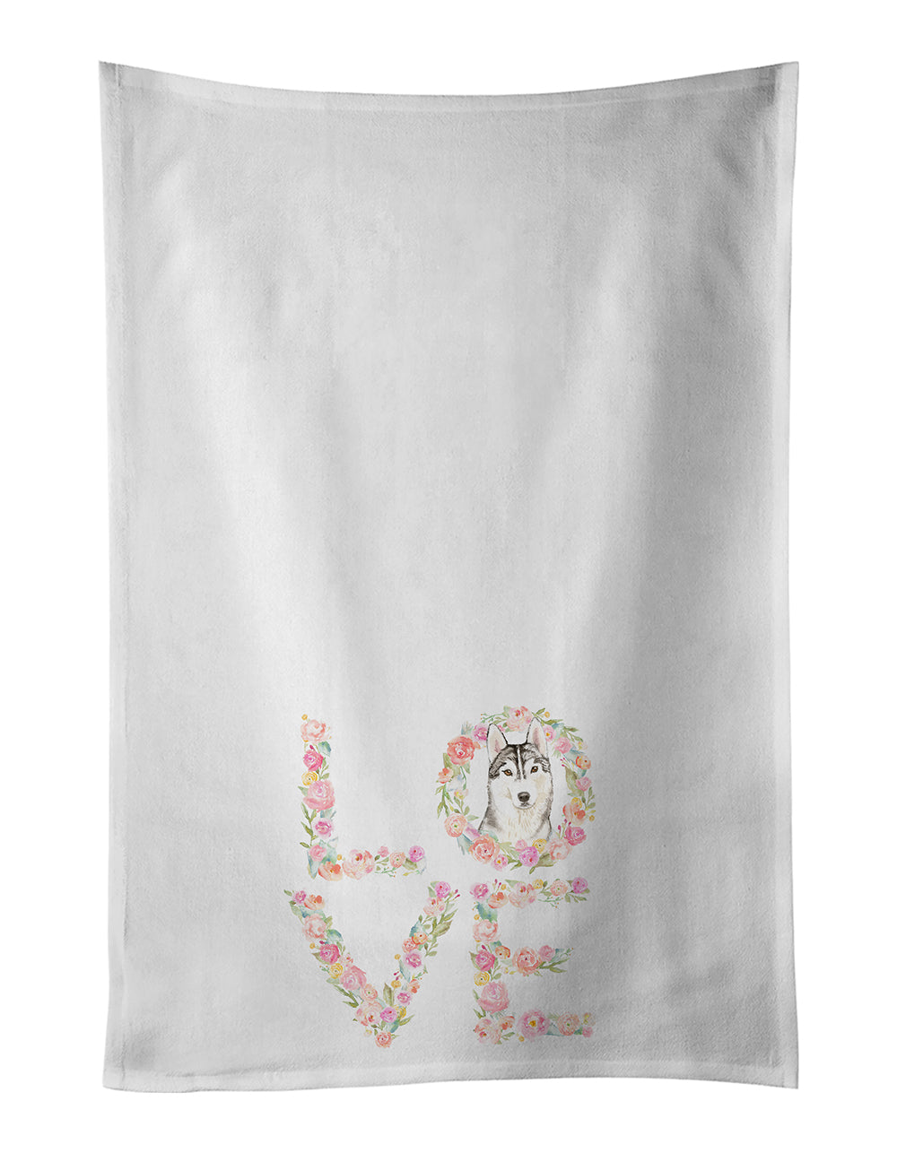 Buy this Siberian Husky Love White Kitchen Towel Set of 2 Dish Towels