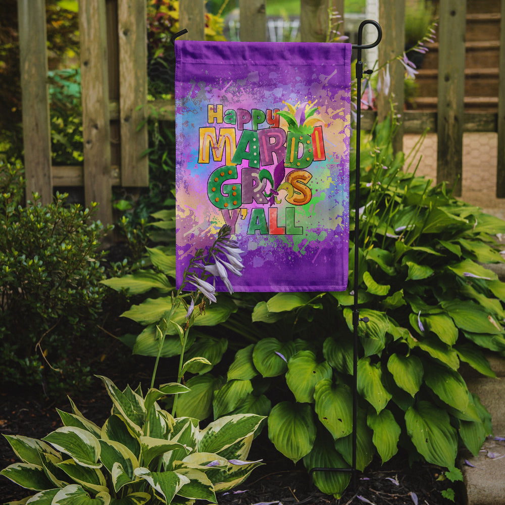 Happy Mardi Gras Y'all Flag Garden Size  the-store.com.