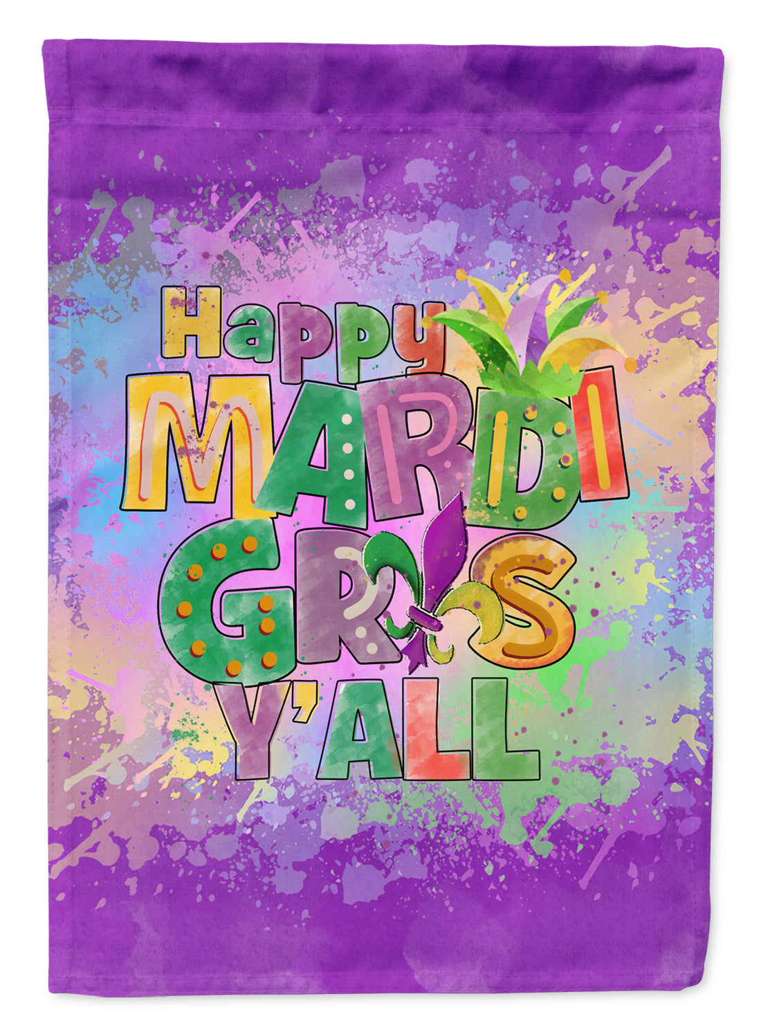 Happy Mardi Gras Y'all Flag Garden Size  the-store.com.