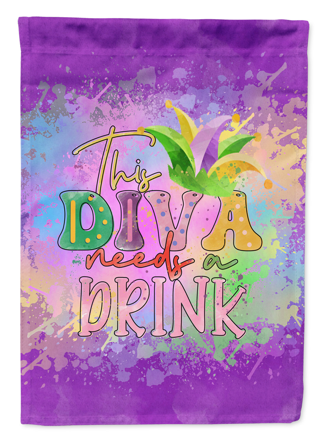 This Diva needs a Drink Mardi Gras Flag Garden Size  the-store.com.