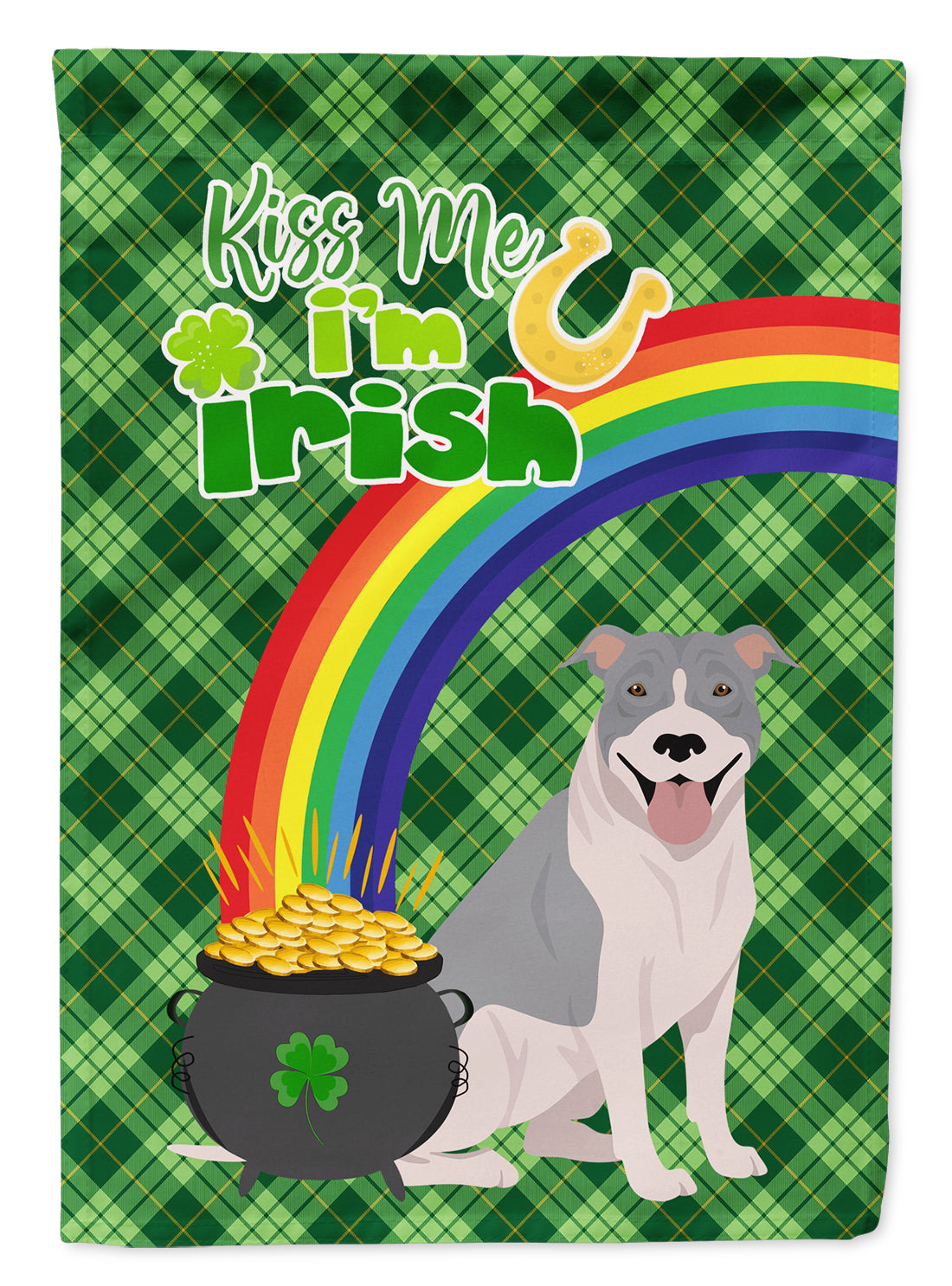 Blue and White Pit Bull Terrier St. Patrick's Day Flag Garden Size  the-store.com.