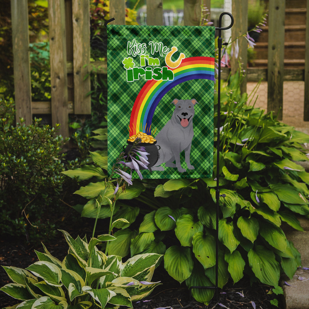 Blue Pit Bull Terrier St. Patrick's Day Flag Garden Size  the-store.com.