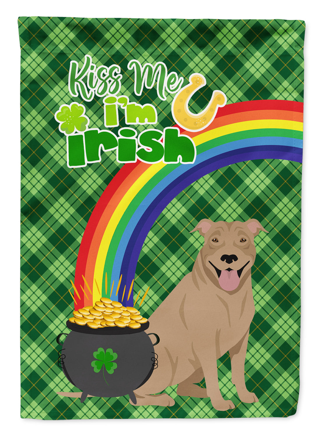 Fawn Pit Bull Terrier St. Patrick's Day Flag Garden Size  the-store.com.