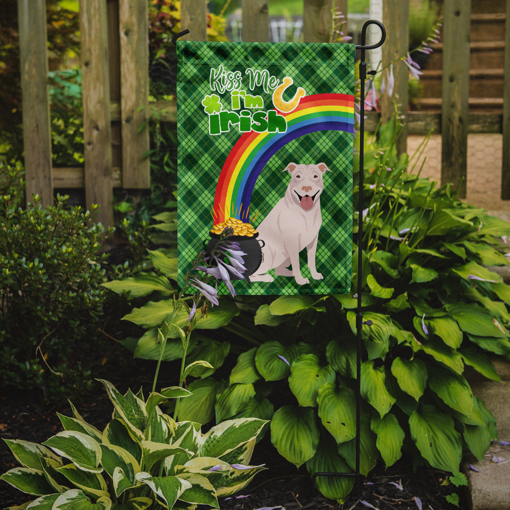 White Pit Bull Terrier St. Patrick's Day Flag Garden Size  the-store.com.