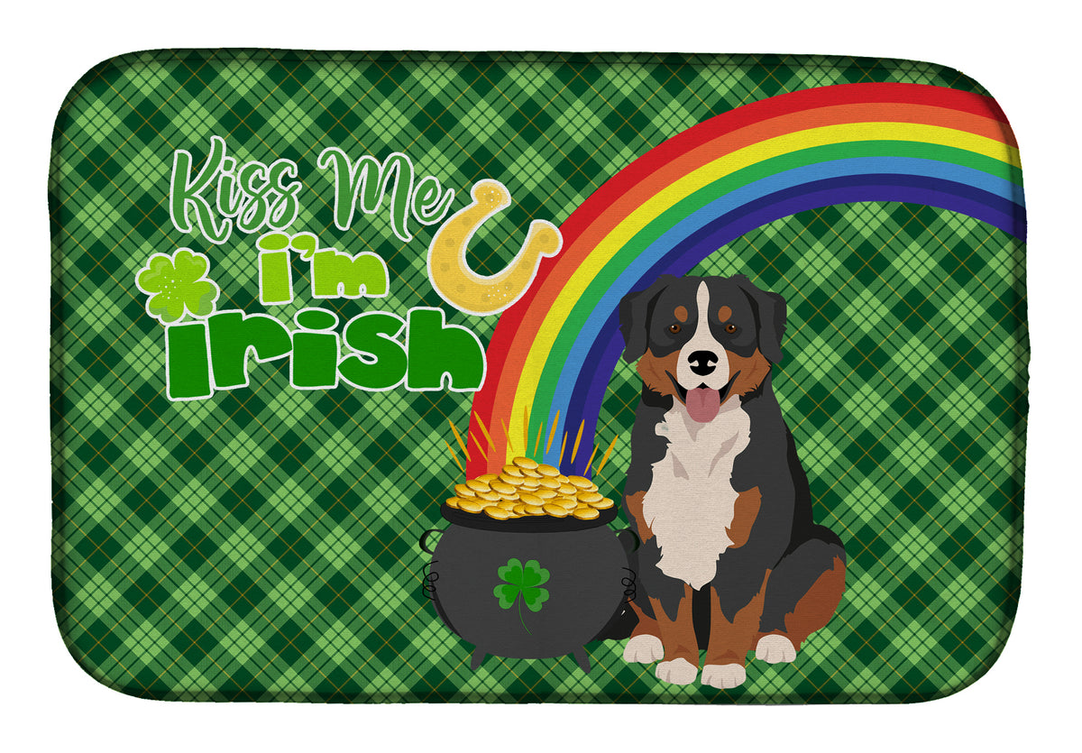 Bernese Mountain Dog St. Patrick&#39;s Day Dish Drying Mat