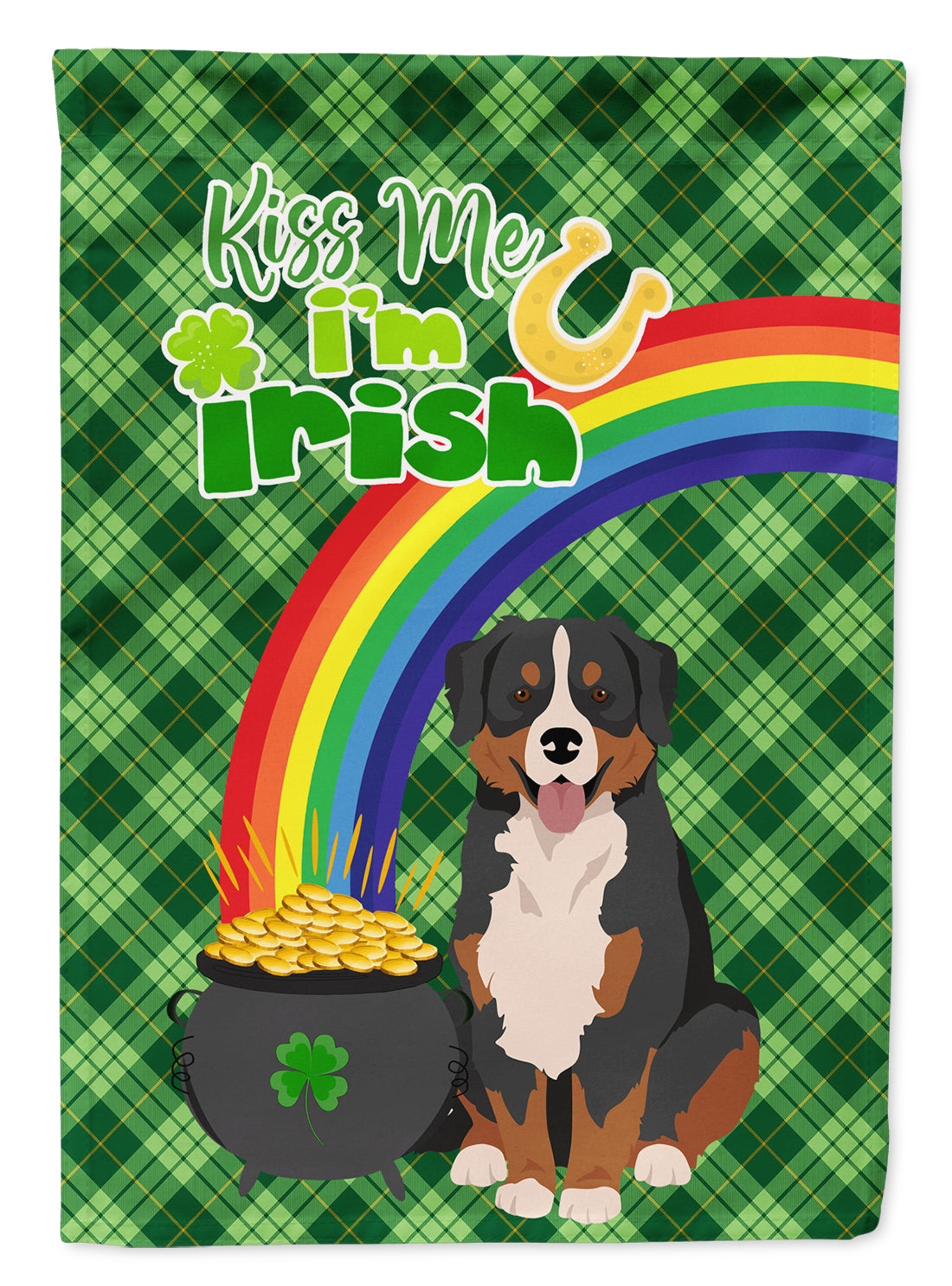 Bernese Mountain Dog St. Patrick's Day Flag Garden Size  the-store.com.