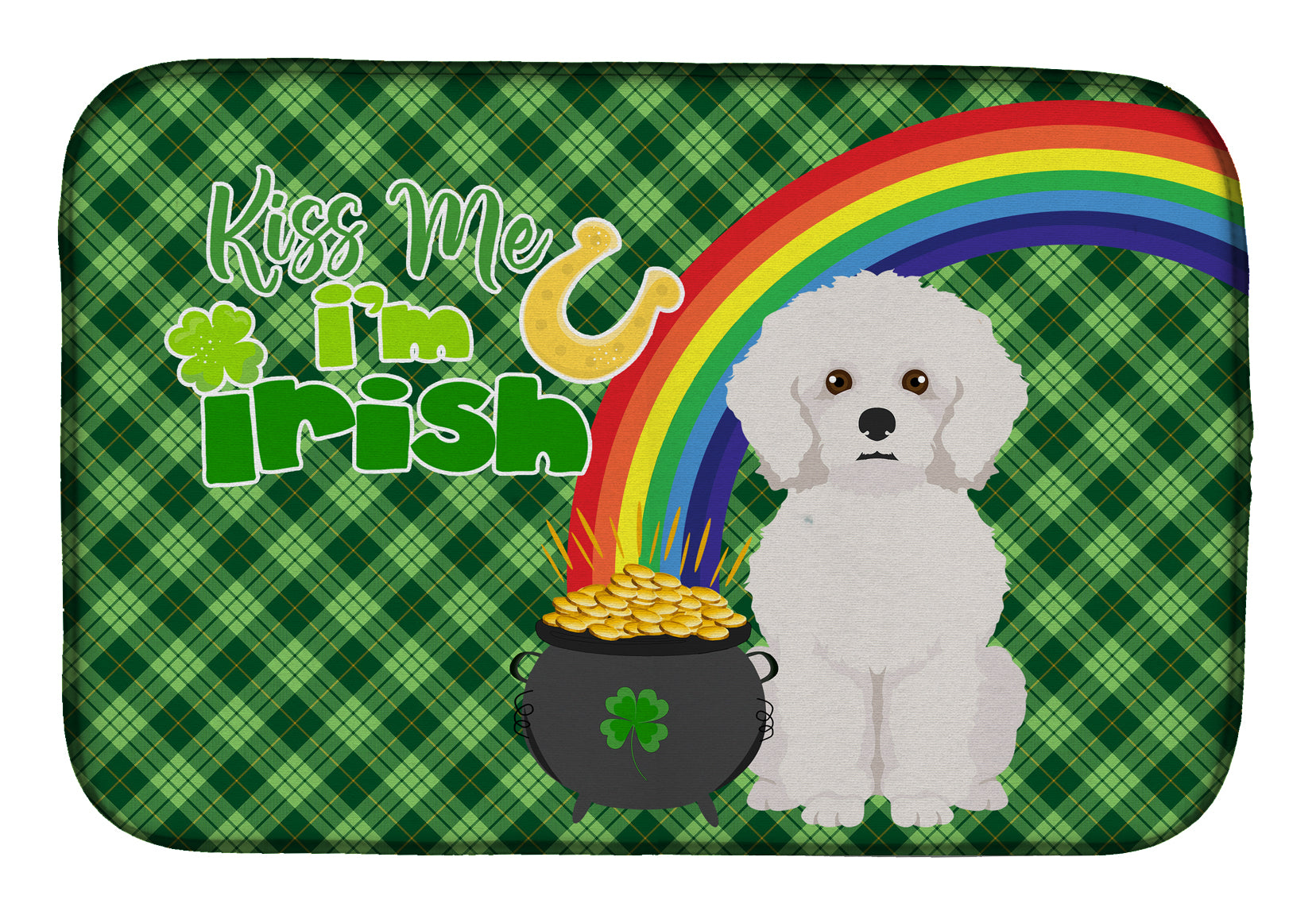 Bichon Frise St. Patrick's Day Dish Drying Mat  the-store.com.