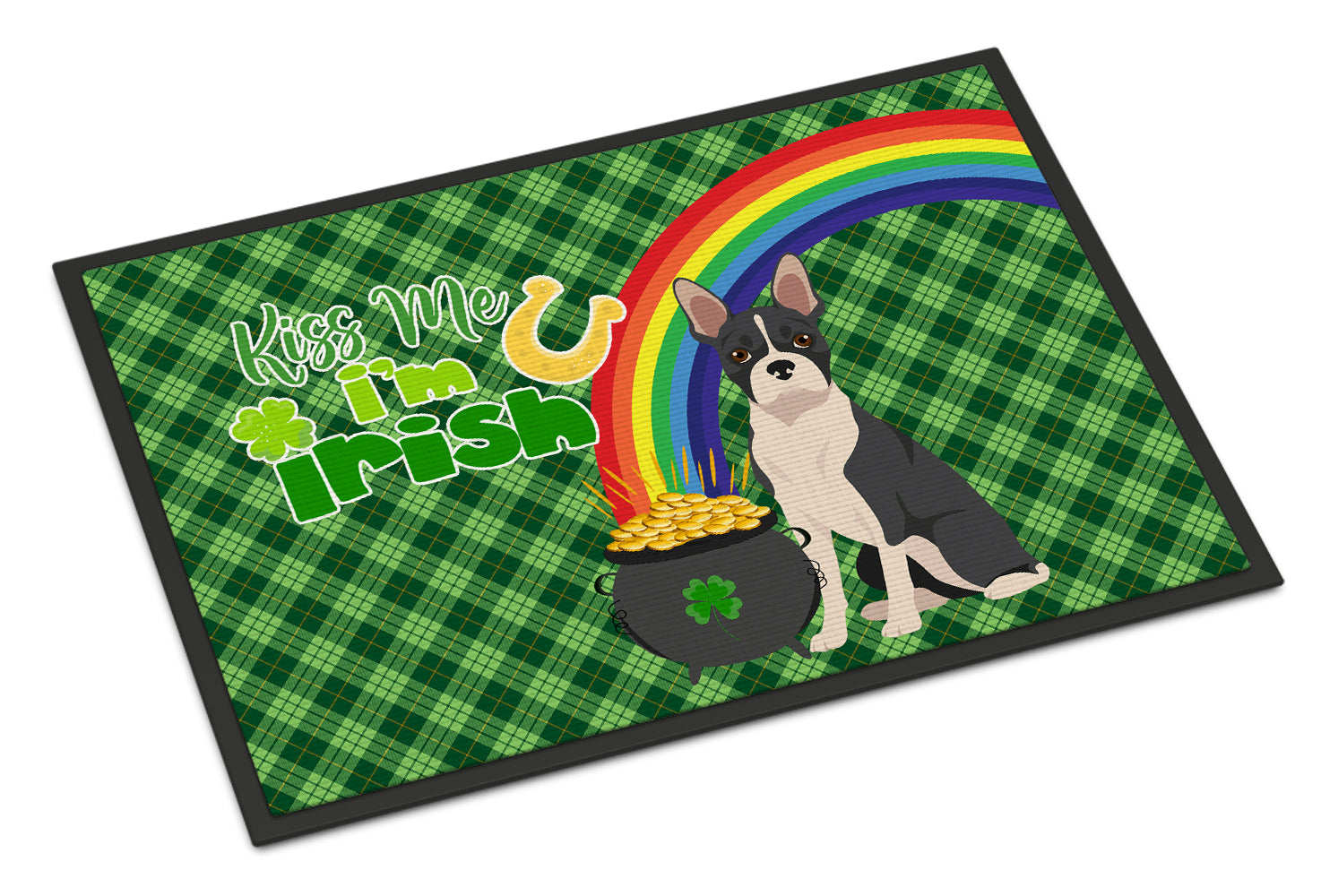 Buy this Black Boston Terrier St. Patrick's Day Indoor or Outdoor Mat 24x36