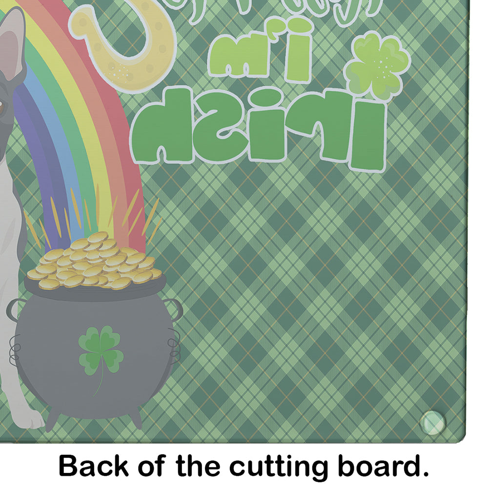 Black Boston Terrier St. Patrick's Day Glass Cutting Board Large - the-store.com