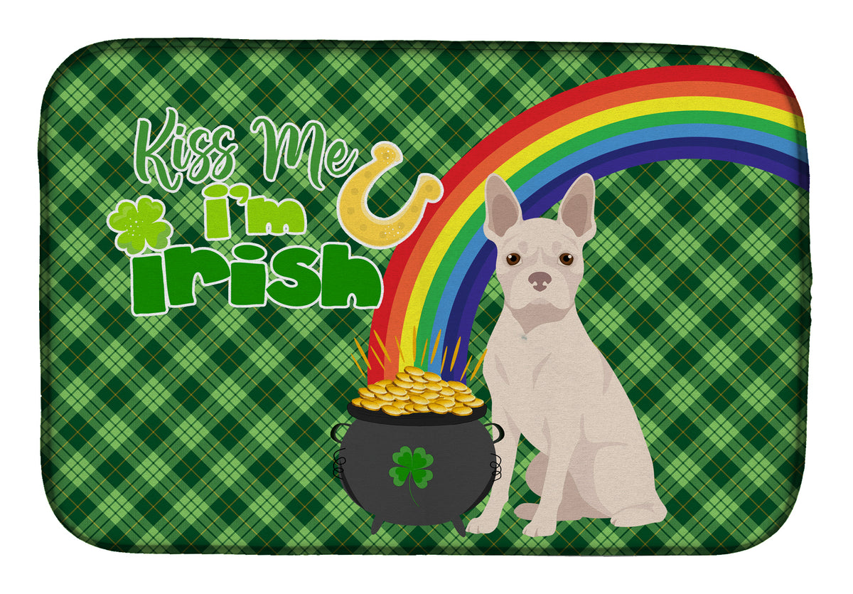 White Boston Terrier St. Patrick&#39;s Day Dish Drying Mat  the-store.com.