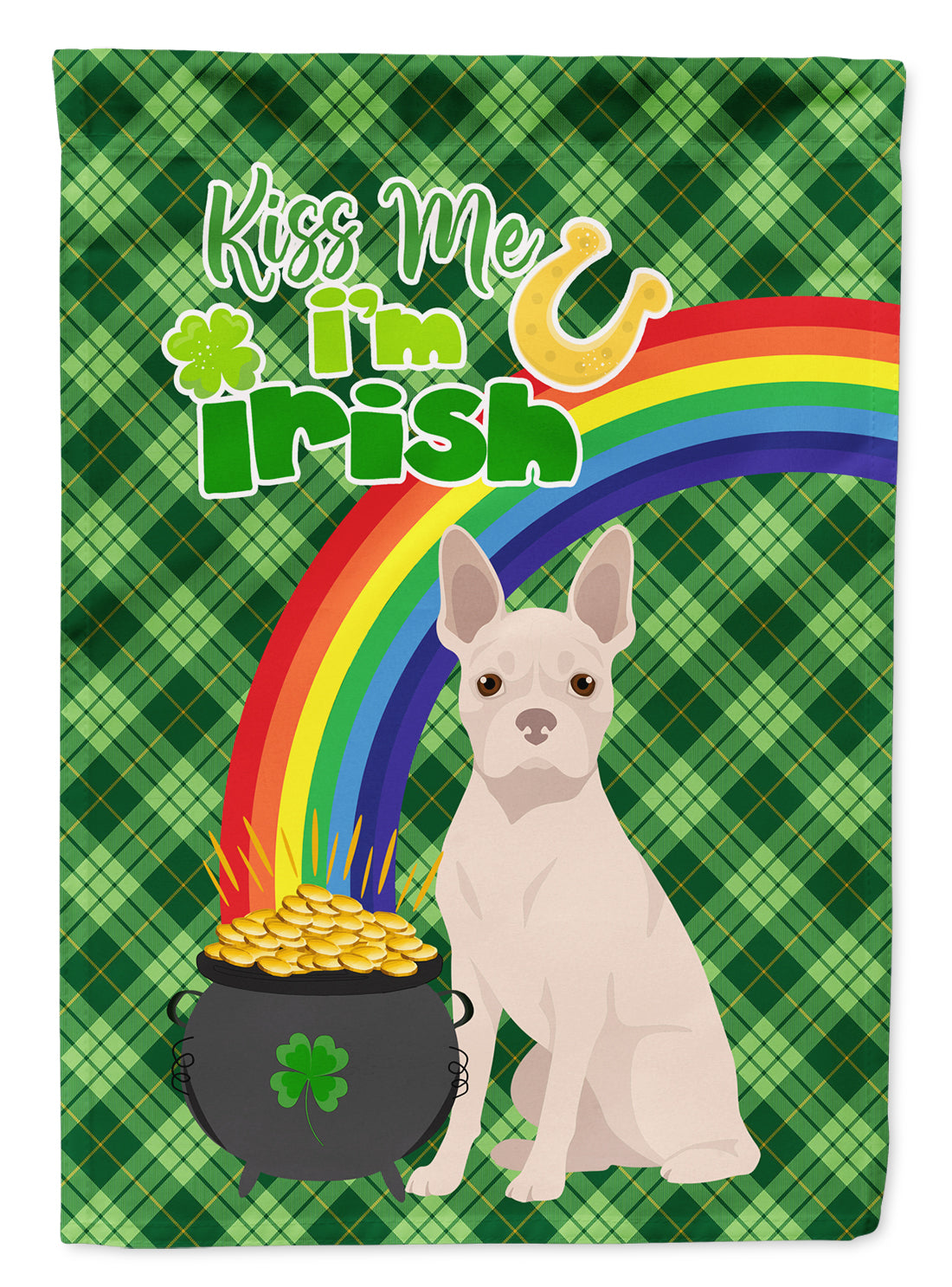 White Boston Terrier St. Patrick&#39;s Day Flag Garden Size  the-store.com.