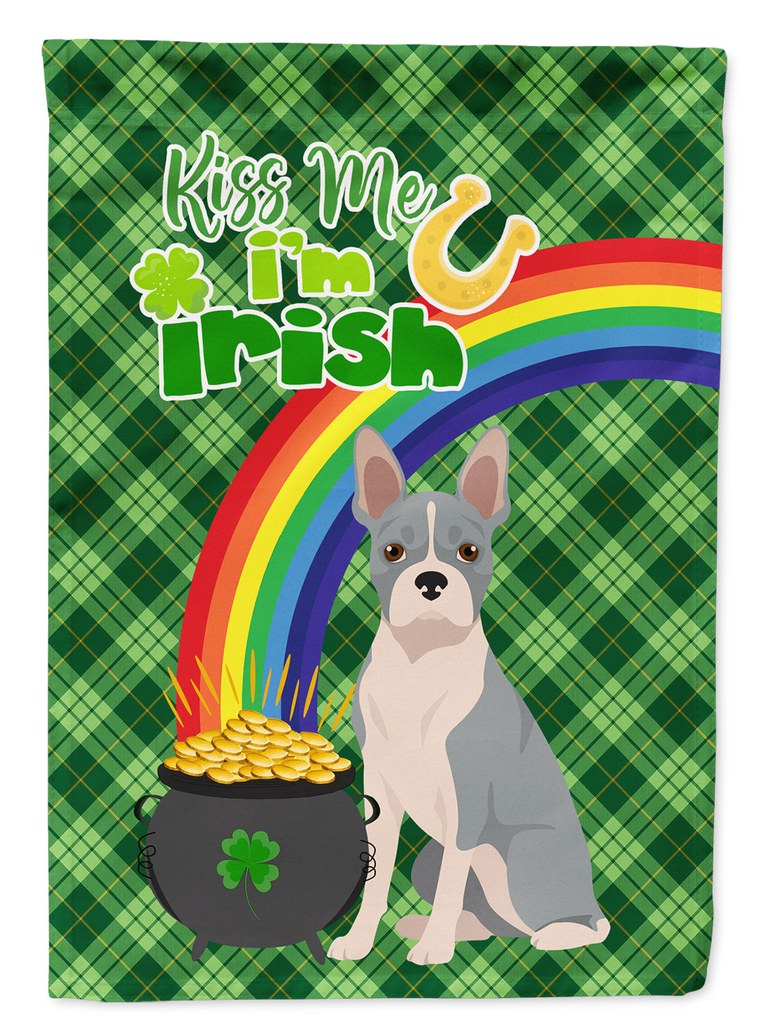 Blue Boston Terrier St. Patrick&#39;s Day Flag Garden Size  the-store.com.