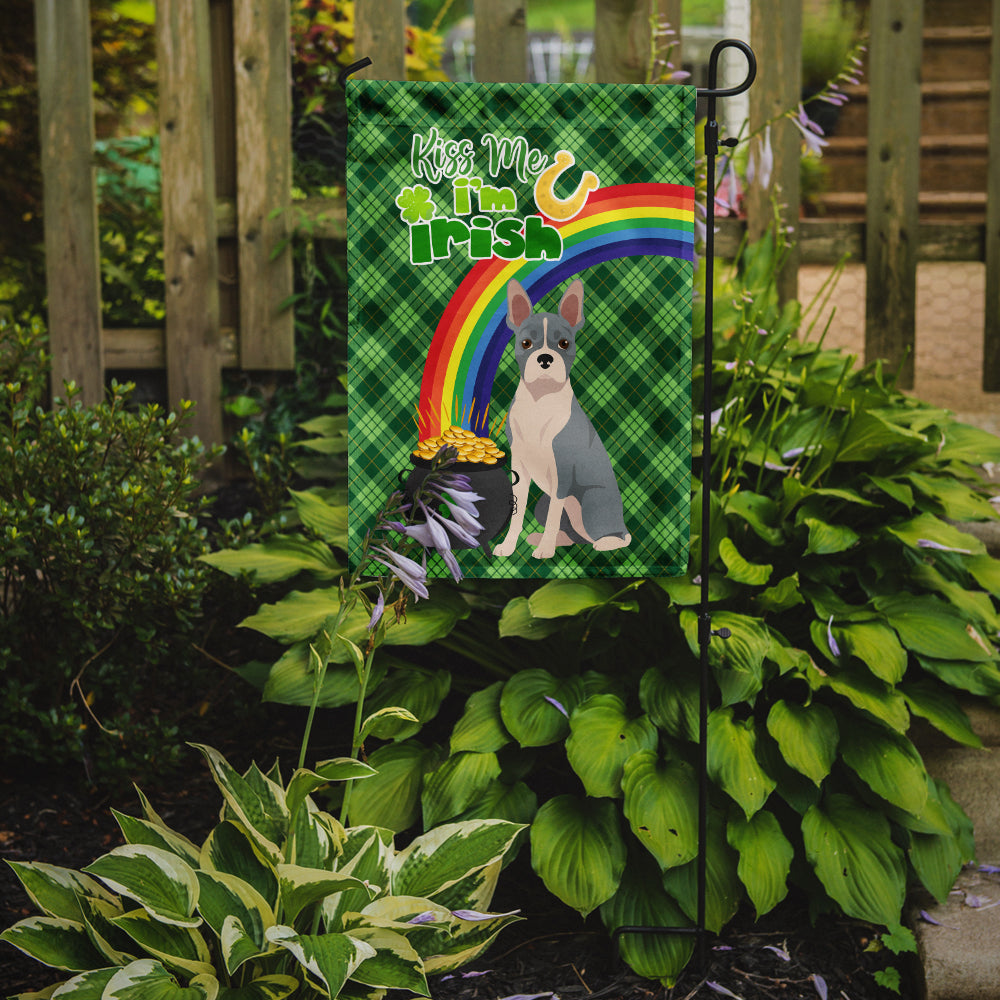 Blue Boston Terrier St. Patrick's Day Flag Garden Size  the-store.com.