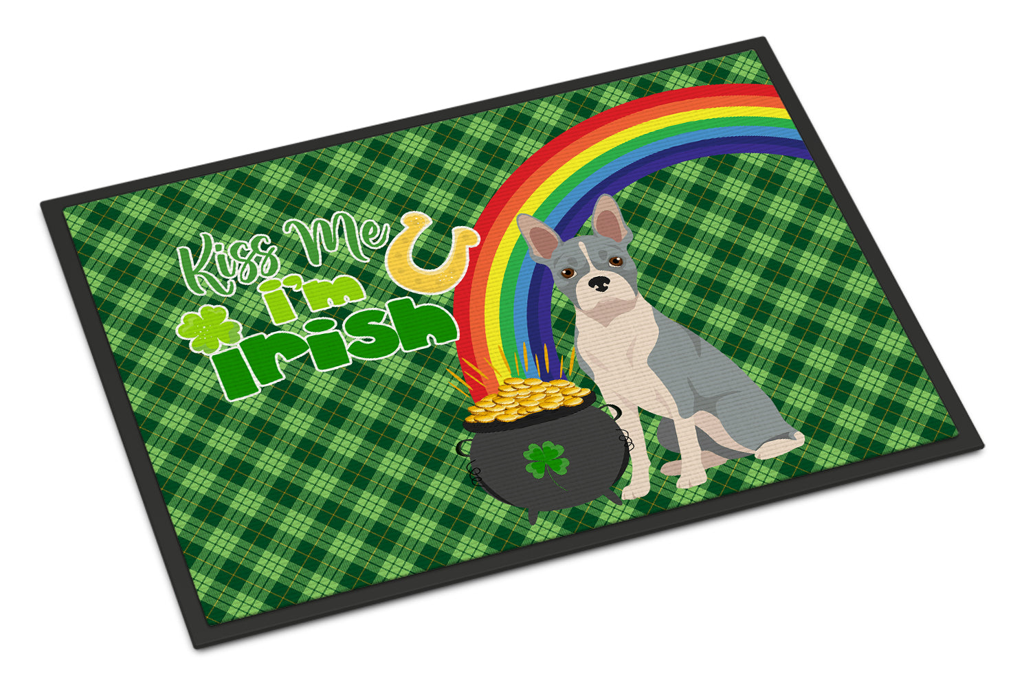 Buy this Blue Boston Terrier St. Patrick's Day Indoor or Outdoor Mat 24x36