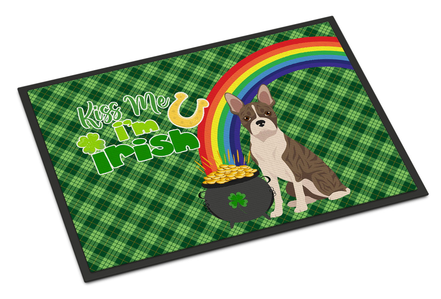 Buy this Brindle Boston Terrier St. Patrick's Day Indoor or Outdoor Mat 24x36